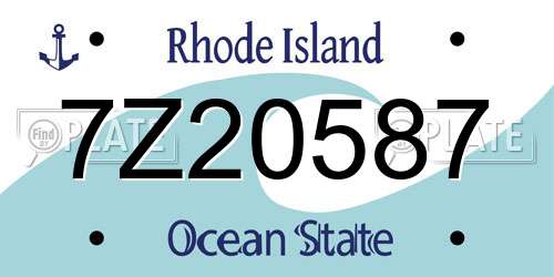 7Z20587 Rhode Island License Plate