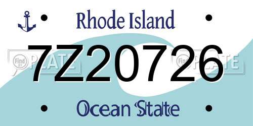 7Z20726 Rhode Island License Plate