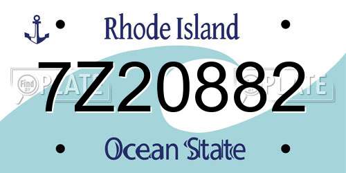 7Z20882 Rhode Island License Plate