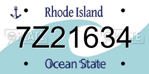 7Z21634 Rhode Island License Plate