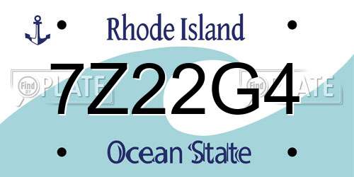 7Z22G4 Rhode Island License Plate