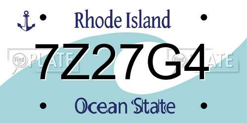 7Z27G4 Rhode Island License Plate