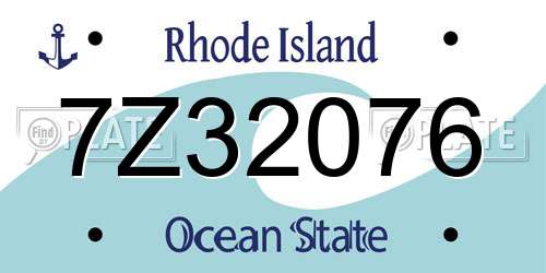 7Z32076 Rhode Island License Plate