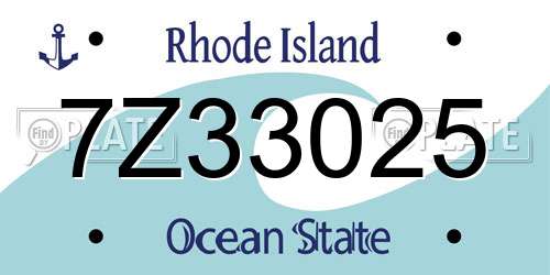7Z33025 Rhode Island License Plate