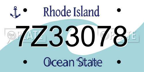 7Z33078 Rhode Island License Plate