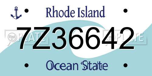 7Z36642 Rhode Island License Plate
