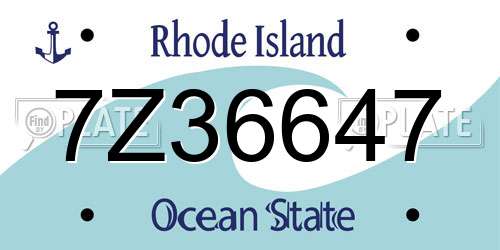 7Z36647 Rhode Island License Plate