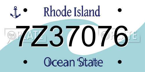 7Z37076 Rhode Island License Plate