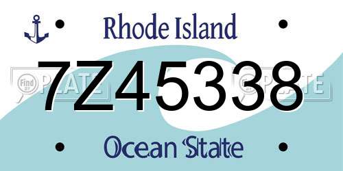 7Z45338 Rhode Island License Plate