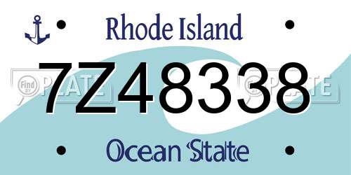 7Z48338 Rhode Island License Plate