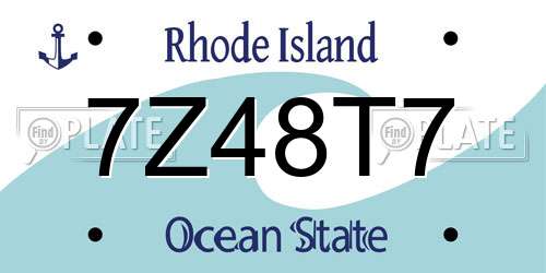 7Z48T7 Rhode Island License Plate