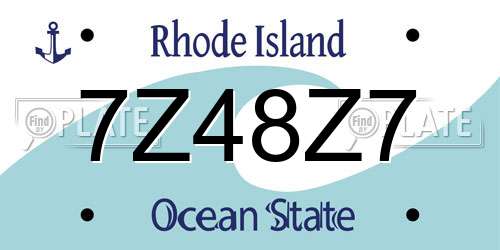 7Z48Z7 Rhode Island License Plate