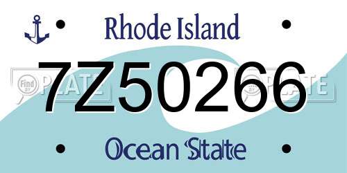7Z50266 Rhode Island License Plate