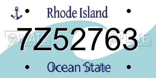 7Z52763 Rhode Island License Plate