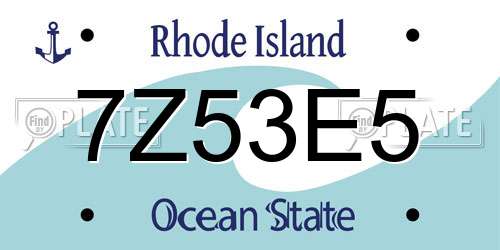 7Z53E5 Rhode Island License Plate