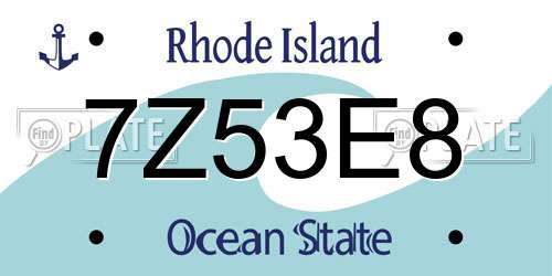 7Z53E8 Rhode Island License Plate