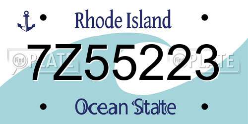 7Z55223 Rhode Island License Plate