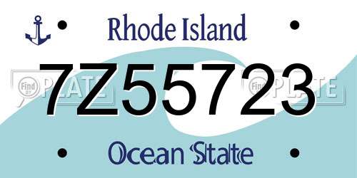 7Z55723 Rhode Island License Plate