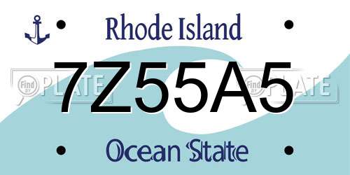 7Z55A5 Rhode Island License Plate