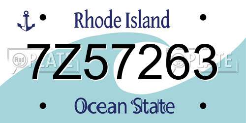7Z57263 Rhode Island License Plate