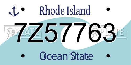 7Z57763 Rhode Island License Plate