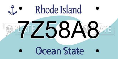 7Z58A8 Rhode Island License Plate
