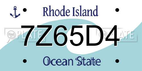 7Z65D4 Rhode Island License Plate