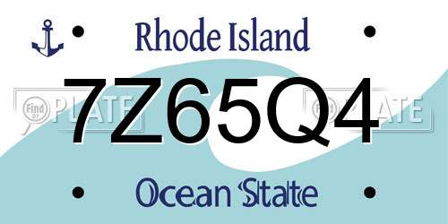 7Z65Q4 Rhode Island License Plate