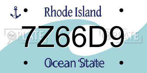 7Z66D9 Rhode Island License Plate