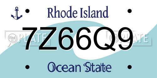 7Z66Q9 Rhode Island License Plate