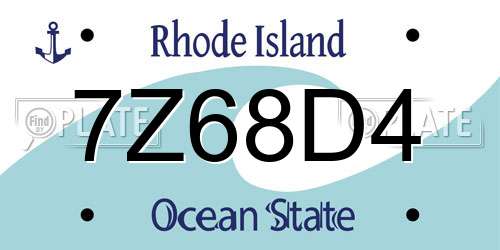 7Z68D4 Rhode Island License Plate