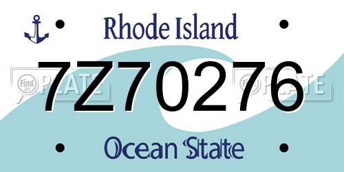 7Z70276 Rhode Island License Plate