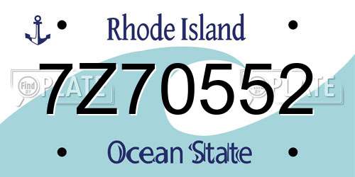 7Z70552 Rhode Island License Plate