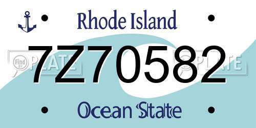 7Z70582 Rhode Island License Plate