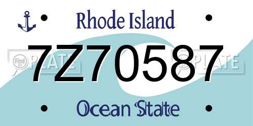 7Z70587 Rhode Island License Plate