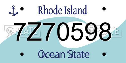 7Z70598 Rhode Island License Plate