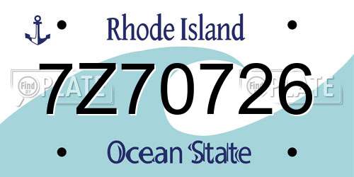 7Z70726 Rhode Island License Plate