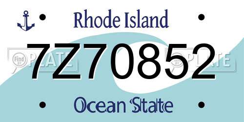 7Z70852 Rhode Island License Plate