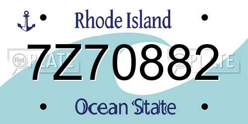 7Z70882 Rhode Island License Plate