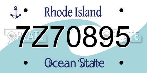 7Z70895 Rhode Island License Plate