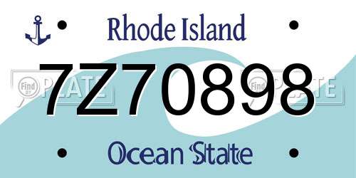 7Z70898 Rhode Island License Plate