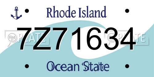 7Z71634 Rhode Island License Plate