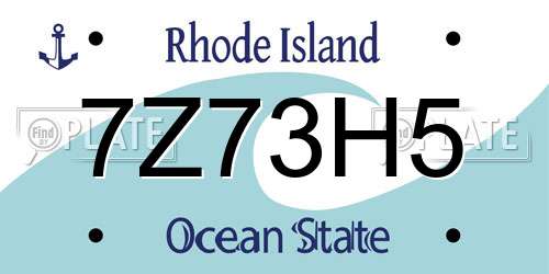 7Z73H5 Rhode Island License Plate