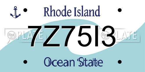 7Z75I3 Rhode Island License Plate