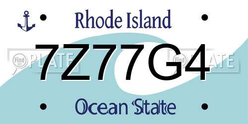 7Z77G4 Rhode Island License Plate