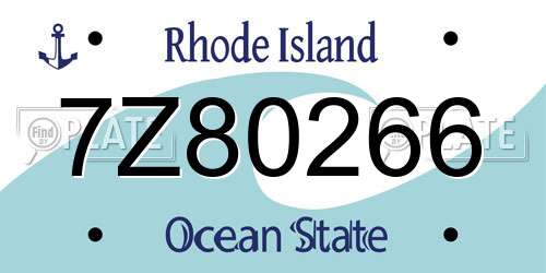 7Z80266 Rhode Island License Plate