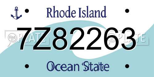 7Z82263 Rhode Island License Plate