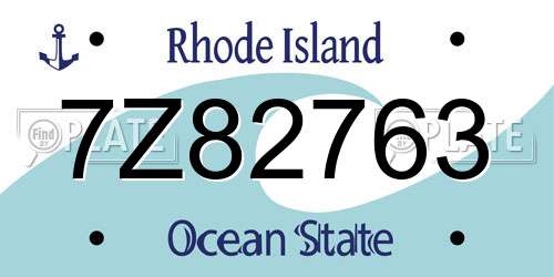 7Z82763 Rhode Island License Plate