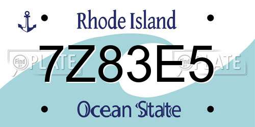 7Z83E5 Rhode Island License Plate
