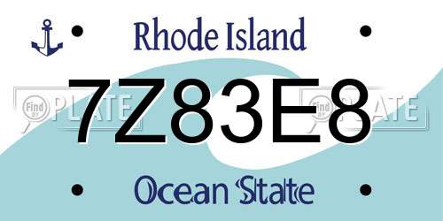 7Z83E8 Rhode Island License Plate
